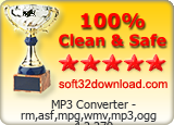 MP3 Converter - rm,asf,mpg,wmv,mp3,ogg 4.2.279 Clean & Safe award